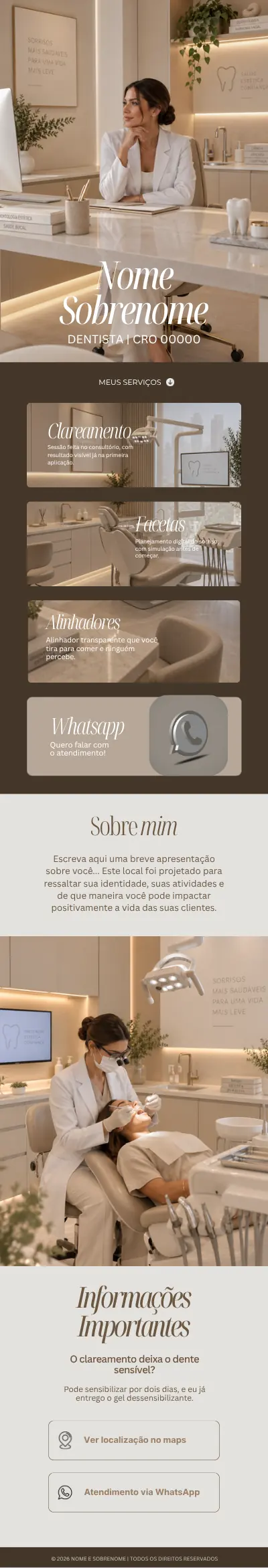 Modelo de link bio 6, da capa ao rodapé
